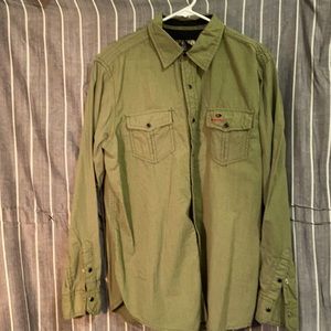Mossy oak button down military green